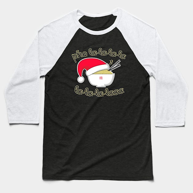 Pho Christmas Pun Santa Hat Bowl of Pho La La La La La La La La Baseball T-Shirt by SeaLAD